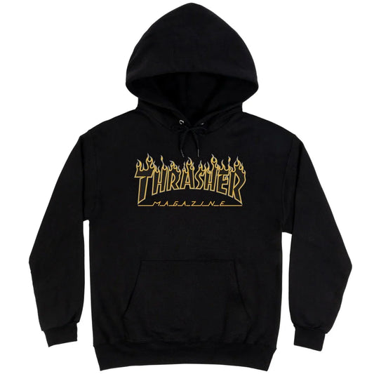 Thrasher Flame Logo Hoodie Men's Black/Yellow