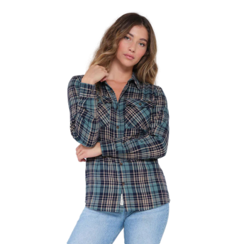 Slaty Crew Long Haul Flannel Women's Green