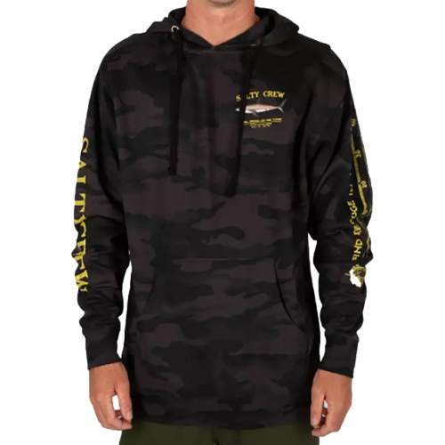 Salty Crew Men's Bruce Fleece Hoodie Black Camo Men's