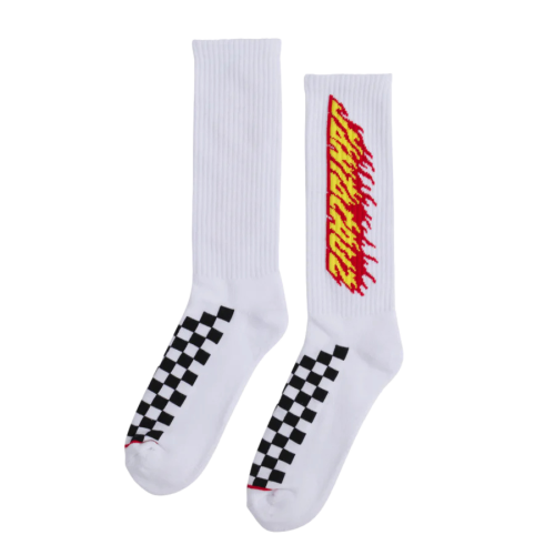 Santa Cruz Check Ringed Flamed Dot Crew Socks  Mens White