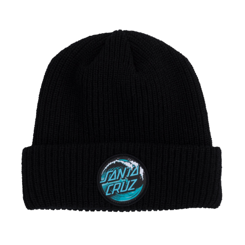 Santa Cruz Wave Dot Beanie Long Shoreman Hat Unisex Black