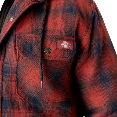 Dickies Flannel Hooded Shirt Jacket Navy/Brick Men's